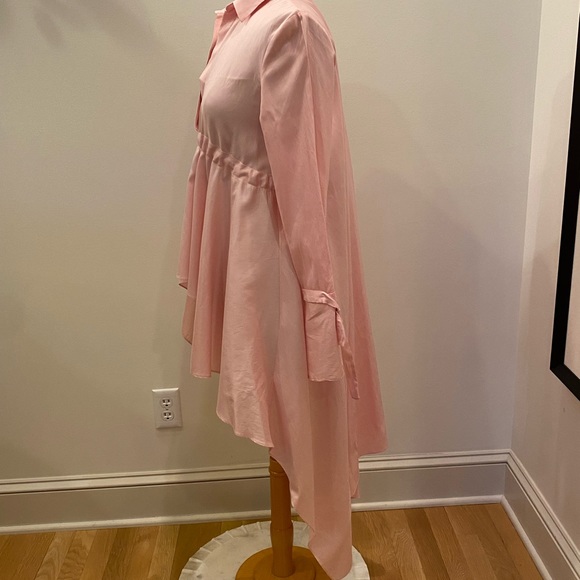 Zara Womens Pink Tunic with High Low Asymmetrical Hemline W Drawstring / S / NWT - Picture 3 of 16
